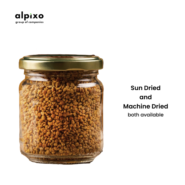 Machine-dried and sun-dried bee pollen in various forms for bulk supply.